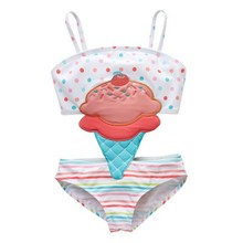 2021 novas meninas do bebê terno de natação uma peça sorvete dot colorido listra roupas de banho beach wear swan ouro pontos banho 2024 - compre barato