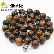 Fashion Beautiful Gorgeous 10mm Tiger Eye Stone Necklace 18" Jewelry Making Christmas Gifts Natural Stone GE416 Wholesale Price 2024 - buy cheap