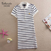 Baharcelin 2XL Embroidery Striped Polos Casual Dresses De Festa T Shirt Femme Summer Tops Clothing One piece Dress Ete Vestidos 2024 - buy cheap