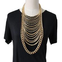 CirGen Fashion Multi layer Statement Gold Color Metal Chain Pendant Choker Collar Necklace Women Jewelry Item,C31 2024 - buy cheap