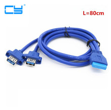 2 x USB3.0 Dual Port USB 3.0 Female Screw Mount Panel Type to Motherboard 20Pin Cable PC Case cables 20 pin  80cm 2024 - buy cheap