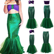 Hirigin Mermaid Cosplay Fancy Party Sexy Long Maxi Dress 2pcs adult girl femme princess Womens Halloween Costume Set 2024 - buy cheap