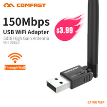 COMFAST Mini 150Mbps Wifi Adapter 802.11b/n/g USB Wi-Fi Network LAN Card 5dBi WiFi Antenna Adaptador Laptop Receiver CF-WU755P 2024 - buy cheap