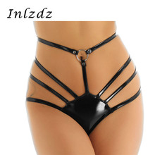 Lingerie molhada, roupa íntima feminina, biquíni sexy, tanga, roupa íntima, couro patenteado, cintura alta, faixas, sexo 2024 - compre barato