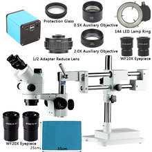 Microscópio digital simul-focal trinocular, estéreo com estéreo, lente dupla, foco, hdmi, 3.5-90x 2024 - compre barato