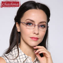 Chashma Luxury Tint Lenses Myopia Glasses Reading Glasses Diamond Cutting Rimless Alloy Glasses Frame Colored Lenses Women 2024 - buy cheap
