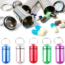 1PC Aluminum Waterproof Pill Box Key Chain Aluminum Pill Box Case Bottle Drug Holder Keychain Key Ring Trinket Keyring Container 2024 - buy cheap