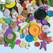 New 100Pcs Random Mix Style Decorative Buttons 2Holes Sewing Wood Decorative Buttons 15-30mm Scrapbook Crafts Sewing Accessories 2024 - buy cheap