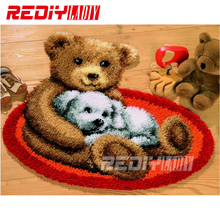 New Latch Hook Rug Kits DIY Needlework Unfinished Crocheting Rug Yarn Cushion Mat Embroidery Carpet Rug Ted and Dog Home Decor 2024 - buy cheap