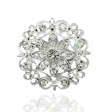 1.2 Inch Sparkly Silver Plated Clear Rhinestone Crystal Diamante Small Flower Wedding Bouquet Brooch 2024 - купить недорого