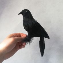 real life toy feathers crow bird about 23cm black crow Halloween prop toy model party decoration gift h1088 2024 - buy cheap