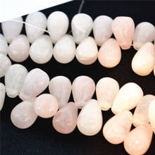 New Natural Pink Roses Quartz Stone Water Droplets Pear Shape Beads Horizontal Hole For Earrings Jewelry Making 15*10mm 28pcs 2024 - buy cheap
