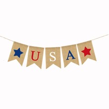 USA String Flag Independence Day Banners United States Bunting Dovetail Jute Linen Colorized USA Burlap Flags Decoration AA8227 2024 - buy cheap