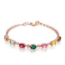 Ociki-pulsera de cristal de colores de circonia cúbica para mujer y niña, joyería ovalada de Color oro rosa, envío directo 2024 - compra barato