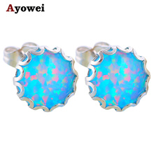 Hot sell earrings Designer Deep Green Fire Opal Silver Stamped Round stud earrings for women Health Fashion Jewelry OE423A 2024 - buy cheap