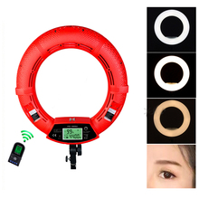 Yidoblo partes de led anel de luz vermelha, maquiagem, cor quente fria, estúdio ajustável, 480 led, macro light 3200k-5600k 2024 - compre barato