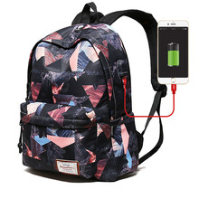 Mochila escolar feminina com carregador usb, mochila anti roubo com estampa para escola para adolescentes bolsa impermeável para livros 2024 - compre barato