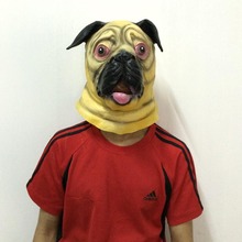 High Quality Pug Dog Head Mask Halloween Horror Performance Cosplay Latex Dog Masks 2024 - buy cheap