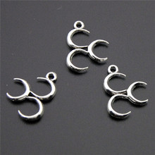 50pcs  Silver Color Three Moon Charms Pendants Polished For Jewelry Making DIY Handmade A2257 2024 - buy cheap