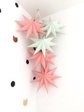 Pack of 5 Folded Paper Star Lanterns Set 3D Hanging Paper Stars for Wedding Birthday Showers Home Evening Party Windows Decor 2024 - buy cheap