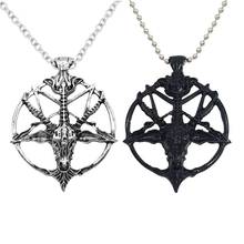 1Pcs Fashion Retro Pentagram Pan God Skull Goat Head Pendant Necklace Luck Satanism Occult Metal Vintage Star Necklace 2024 - buy cheap