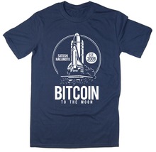 Camiseta de bitcoin para a lua, camiseta masculina de algodão com estampa de criptomoedas, vários desenhos animados 2024 - compre barato