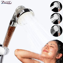 Cabezal de ducha de mano Zloog, 3 funciones, ahorro de agua con filtro de cabezal de ducha, cabezal de ducha de alta presión con bolas de turmalina, conjunto de Ducha 2024 - compra barato