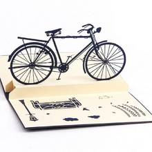 1Pcs/lot 3D pop up handmade laser cut vintage cards Vintage bike creative gifts postcard birthday greeting cards for lovers 2024 - buy cheap