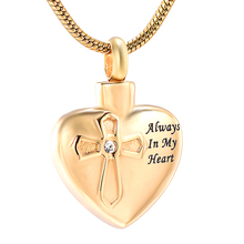 IJD12442 Acero inoxidable Always In My Heart cristal Cruz cremación colgante ceniza para joyas recuerdo de collar conmemorativo joyería 2024 - compra barato