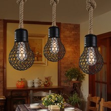 Bombilla de cuerda de cáñamo estilo Loft, luz colgante Vintage Edison, accesorios de iluminación interior para comedor 2024 - compra barato