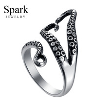 8mm Punk Stainless Steel Deep Sea Open Octopus Rings Unisex Steel Color Adjustable Tentacles Monster Finger Rings Party 2024 - buy cheap