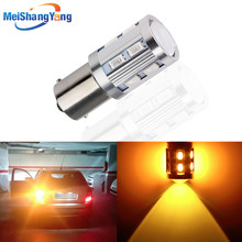 Chips Samsung 1156 BA15S 12 SMD, chips led, p21w R5W, luces de freno traseras para estacionamiento, 12V, amarillo ámbar, 5730 2024 - compra barato