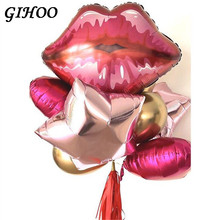 7 Uds 75*75cm Lip globo de helio amor Globos rojo globo con marca de labios para el Día de San Valentín beso Me globo de aluminio de estrella decoración de la boda 2024 - compra barato