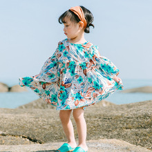 Princess Girls Dress Baby Girl Beach Dress Flowers Print Kids Beautiful Dresses Children Summer Costumes Flare Sleeves Clothes 2024 - buy cheap