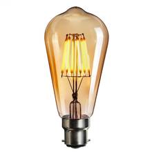 Приглушаемая винтажная Светодиодная лампа Эдисона 6 Вт ST64 B22 клетка Ретро COB светодиодный ная лампа 220 В домашний декор освещение подвесной светильник теплый белый 2024 - купить недорого