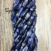 Contas soltas facetadas de pedra de lágrima com veia azul, pedra semi-preciosa natural azul, descobertas de fabricação de joias perfuradas, my1598 2024 - compre barato
