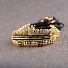 DOUVEI Charm Men Crown Luxury Bracelet Set 4MM Copper Beads Geometric Braided Bracelet Pulseira Feminina Gift Dropshipping 2024 - buy cheap