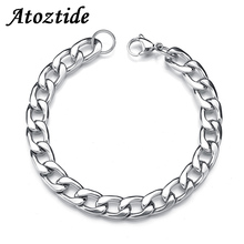 Atoztide-Pulseras de cadena de acero inoxidable para hombre, pulsera de Eslabón cubano de Color plateado pulido, estilo hip hop, para fiesta, 1,0-3,5mm 2024 - compra barato