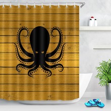 LB 72'' Waterproof Polyester Black Stripes Octopus Print Gold Shower Curtains Set Bathroom Curtain Fabric for Bathtub Home Decor 2024 - buy cheap