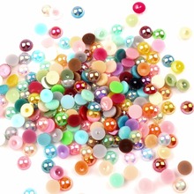 Contas de pérola meio redondas, 8mm cores ab, artesanato com parte traseira lisa, enfeites de cabochão para scrapbooking, acessórios diy, 500 peças 2024 - compre barato