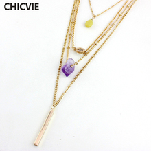 CHICVIE Multilayer Gold Color Chain Necklaces Stone Vintage Necklace for Women Fashion Summer Trending Jewelry SNE160057 2024 - buy cheap
