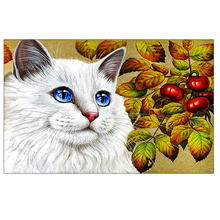 DIY diamond painting animal white cat head fruit diamond embroidery cat face plant diamond Mosaic cat head  flower home decor 2024 - buy cheap