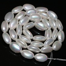 Moda encanto natural de concha de perla blanca de forma oval 13*1mm suelta perlas de la alta calidad elegante joyería el envío libre 15 pulgadas B2284 2024 - compra barato