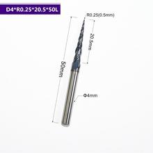 HRC55 solid carbide D4*R0.25*20.5*50L TiALN Coated Taper Ball Nose End Mill,cone milling cutter,Spherical woodworking router bit 2024 - buy cheap