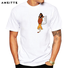 Amitte 2019 camiseta masculina criativa leão king bolso camiseta estampa branca personalizada verão hipster camiseta top camiseta 2024 - compre barato