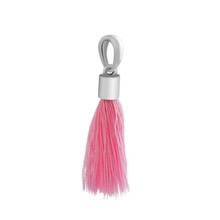 Fandola Beads Bright Pink Fabric Tassel Dangle Charm 100% 925 Sterling Silver Fits Pandora Charms Bracelet Beads for Women 2024 - buy cheap