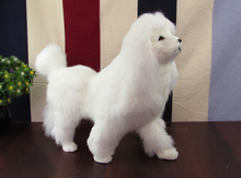 Simulação de poodle de cachorro modelo de brinquedo em pé 37x12x26cm, pêlo branco e plástico, artesanato, brinquedo de decoração para casa presente w5870 2024 - compre barato
