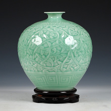 Antique Jingdezhen Chinese Ceramic Green Engraving Jade Vase Wedding DecorationWhite Porcelain Vase Flower Vase Gift 2024 - buy cheap