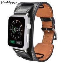 For Apple Watch Series 3,2,1 Band V-MORO Genuine Leather For Apple Watch 38mm 42mm Watchband Cuff Bracelet Strap For iWatch Band 2024 - buy cheap