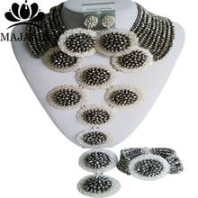 Majalia Luxury Silver African Beads Jewelry Set Crystal Bea Bride Jewelry Nigerian Wedding Beads Jewelry Sets 10CP016 2024 - buy cheap